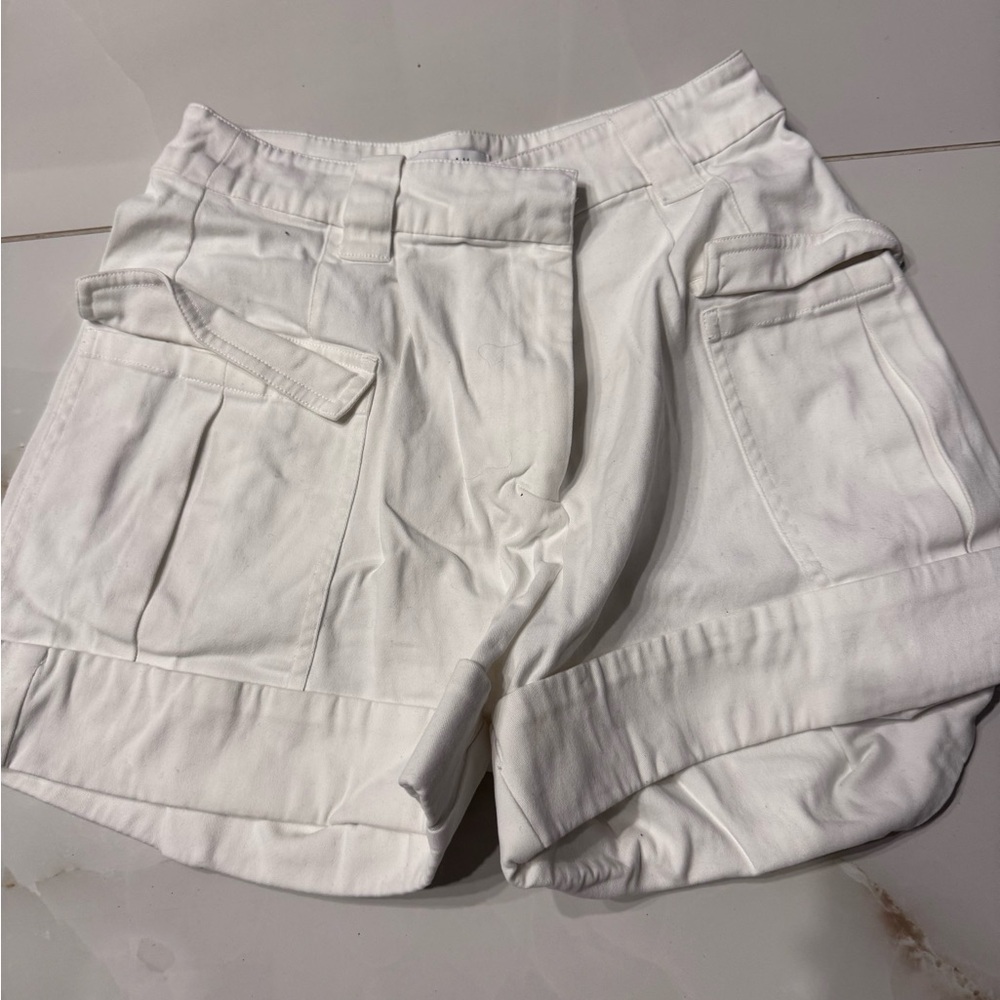 Derek Lam White Cargo Shorts High-Waisted Utility Style